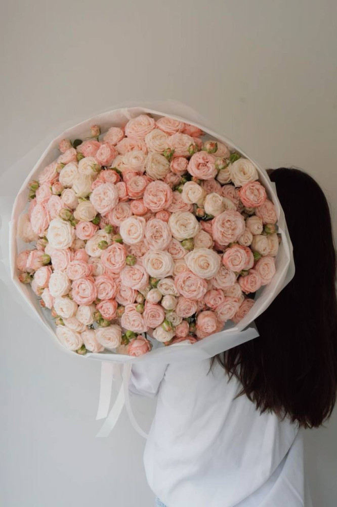 Flower Bouquet «Giant Peach Peony Rose Cloud» (65 шт)